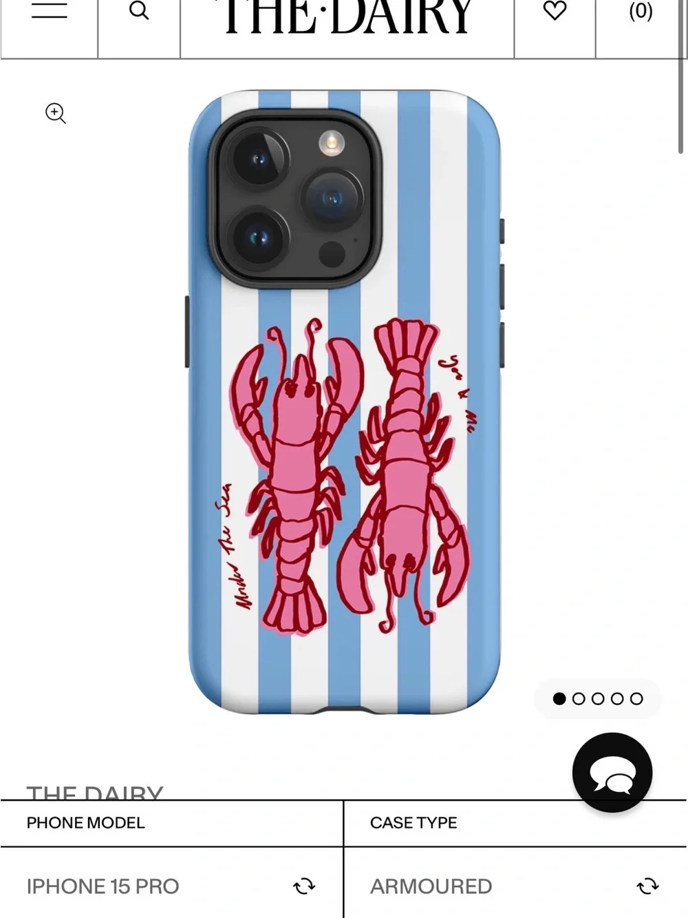 Lot Of 2 Unused The Dairy iPhone 15 P Cell Phone Cases Lobster Memo Jasmine Dowl